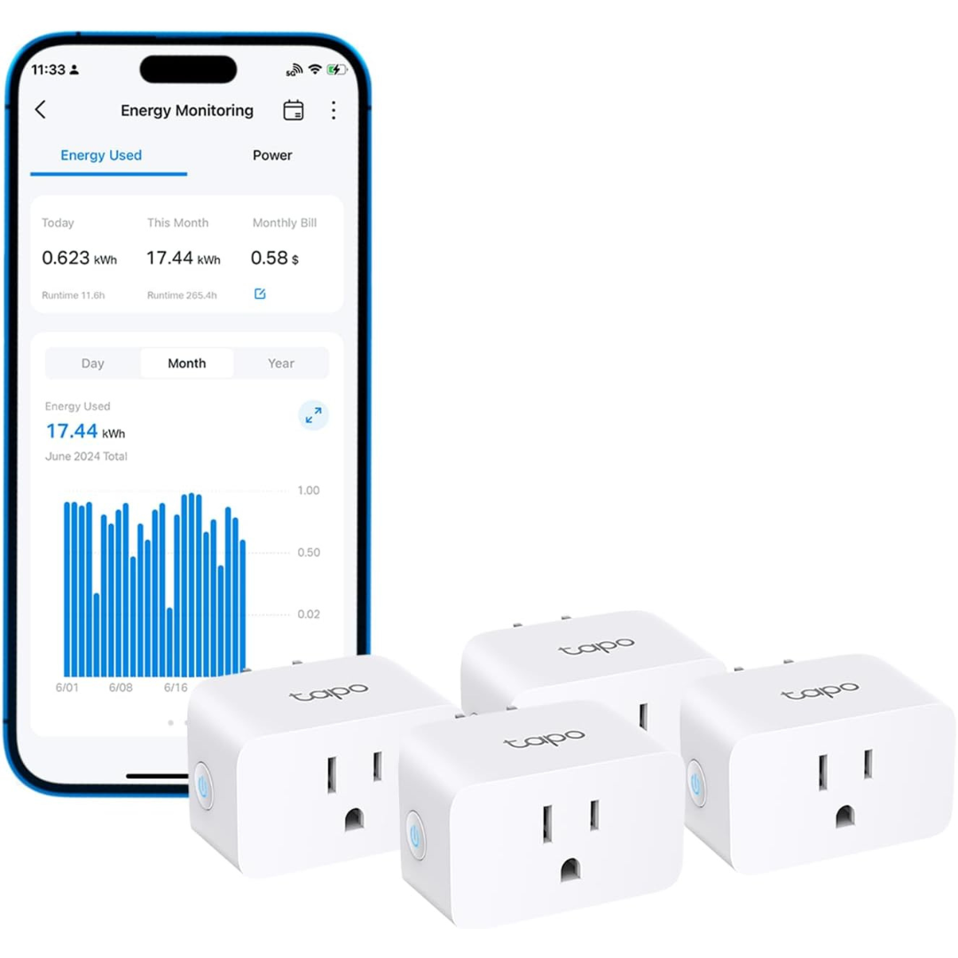 4-Pack TP-Link Tapo P115 Mini Smart Wi-Fi Socket