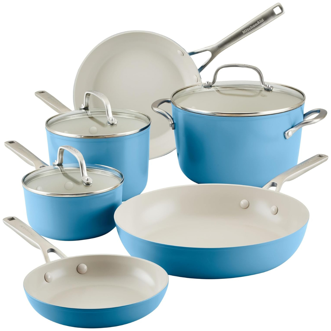 KitchenAid 9-Piece Hard Anodized Ceramic Cookware Set (3 colors)
