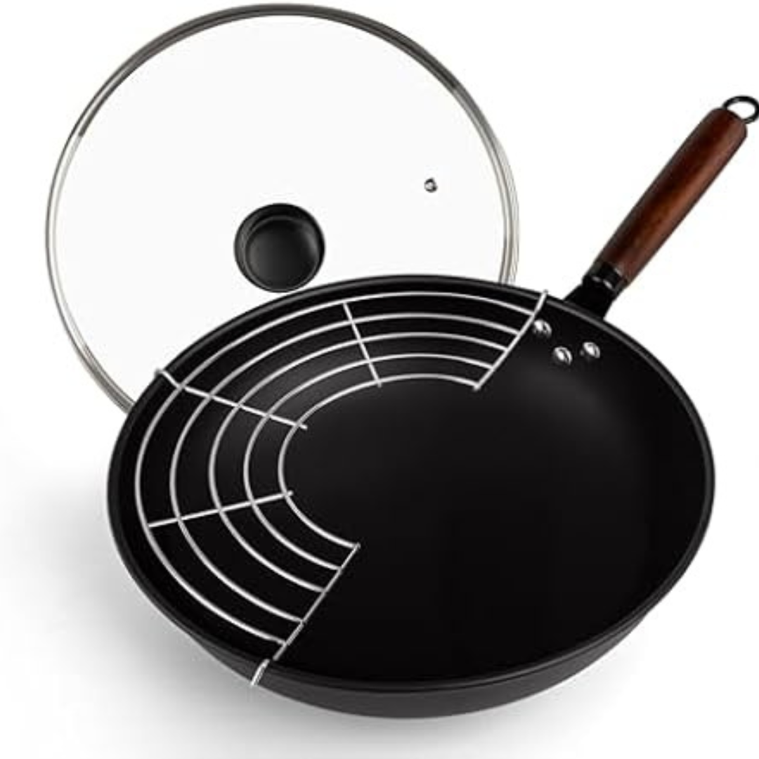 Abangdun 13" Round-Bottom Nitrided Carbon Steel Wok