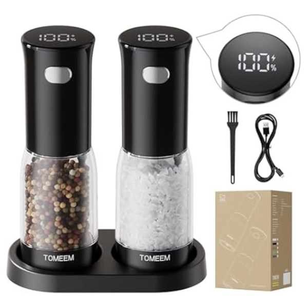 Tomeem Rechargeable Electric Salt & Pepper Grinder Set
