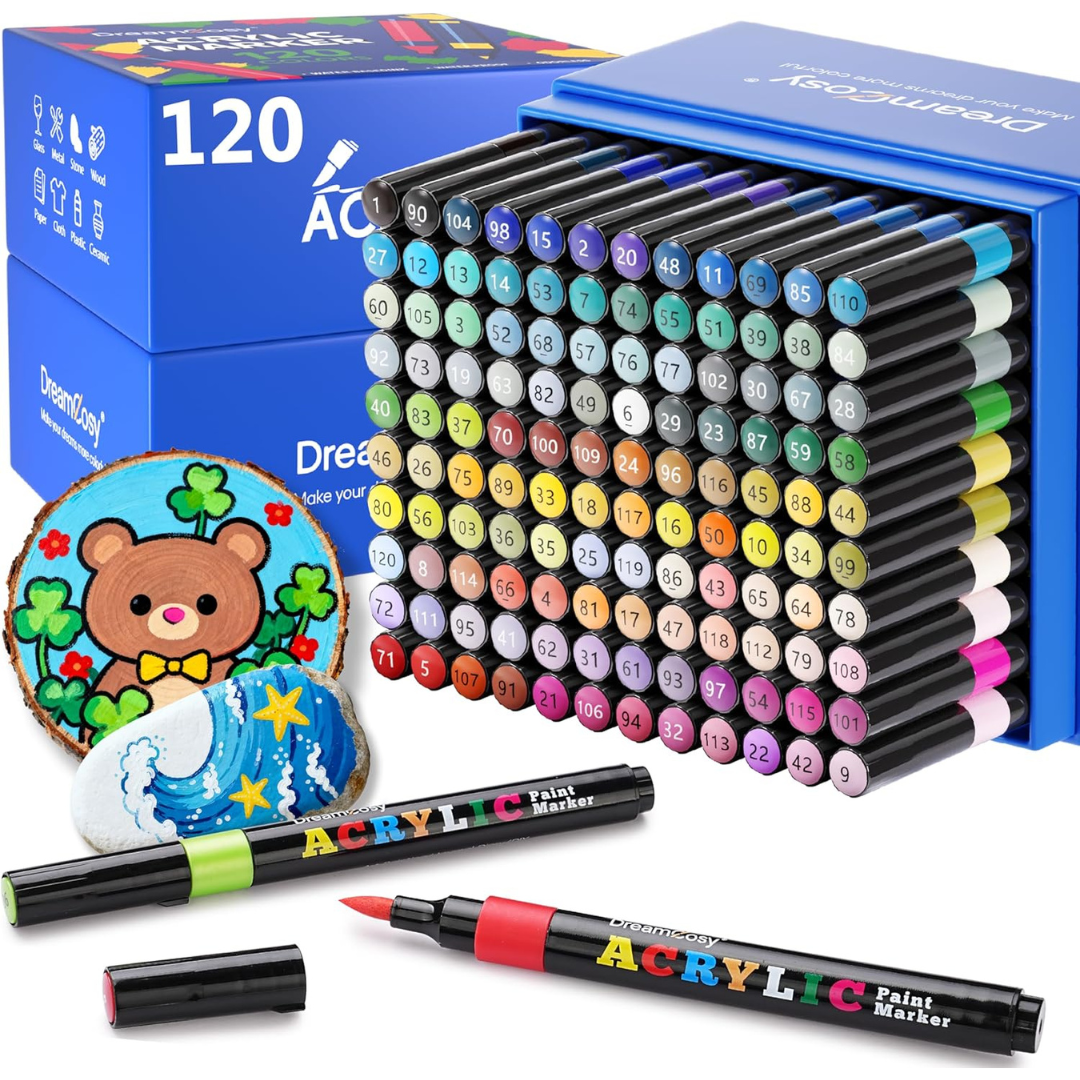 120 Colors Brush Tip Acrylic Paint Markers Set