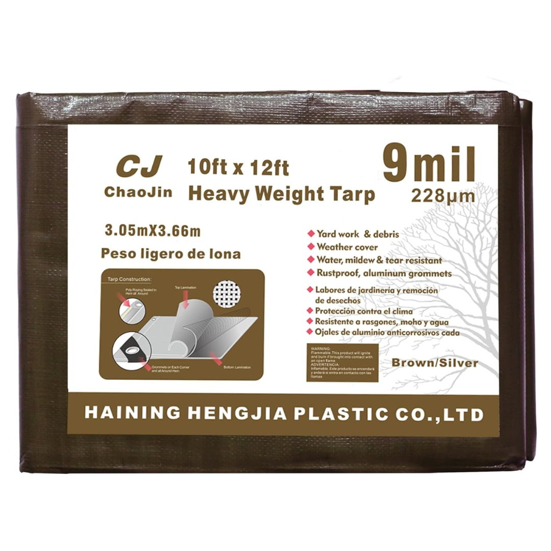 ChaoJin Waterproof Multipurpose Heavy Duty Tarps (9 Mil,10 x 12 ft)