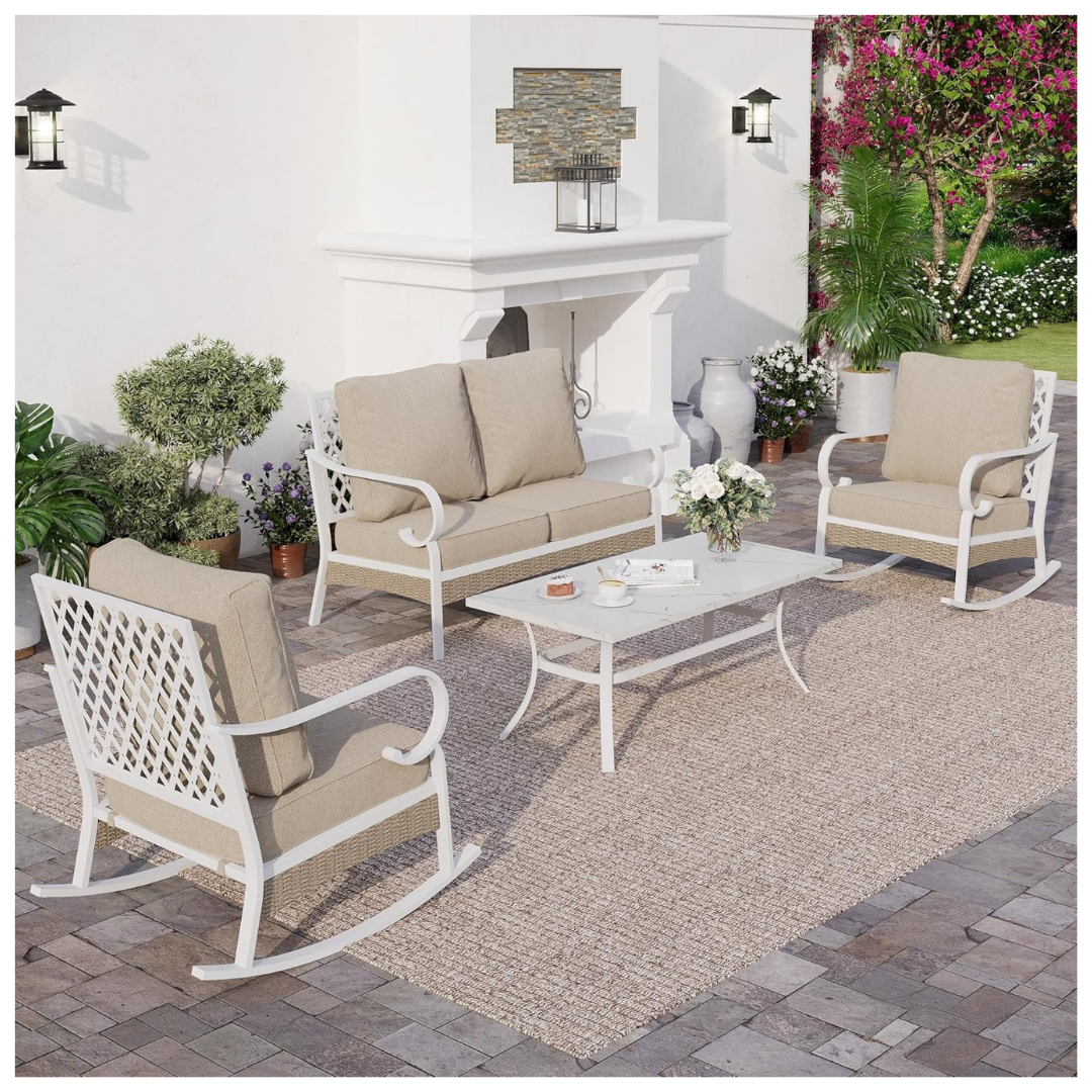 4-Piece Sunshine Valley Metal Outdoor Patio Furniture Sets