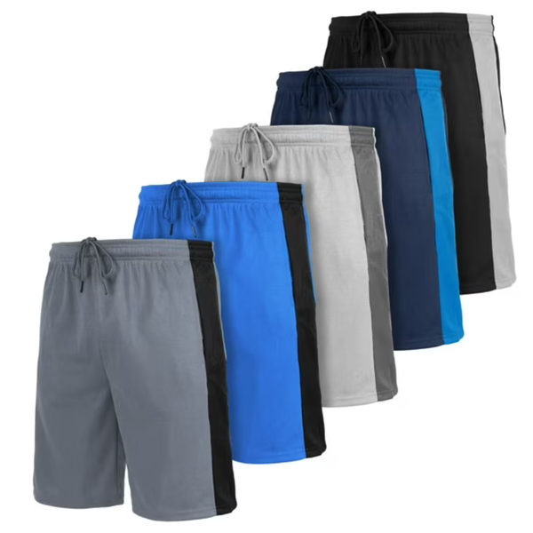 5-Pack Men's Dry-Fit Active Athletic Shorts With Two Side Pockets