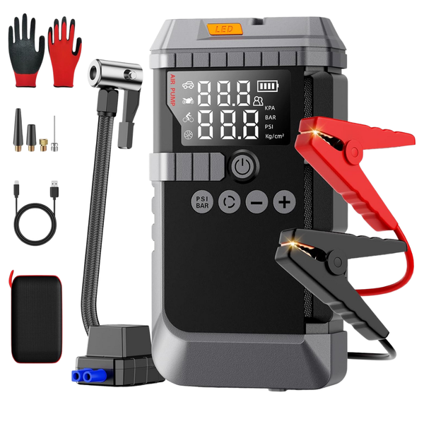 6000A 12V 160PSI Portable Car Jump Starter With Air Compressor