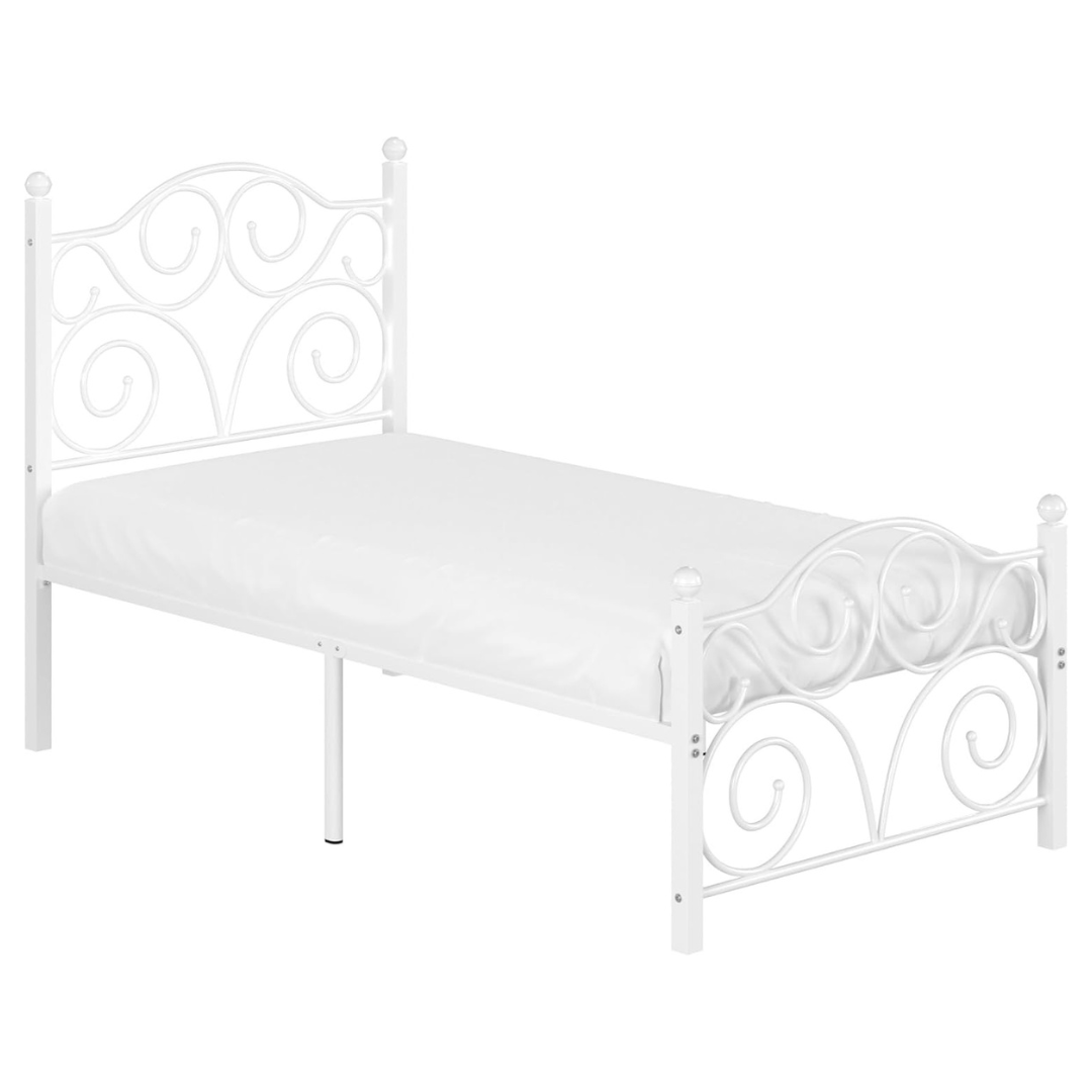 VECELO Twin Size Bed Frame With Headboard And Footboard