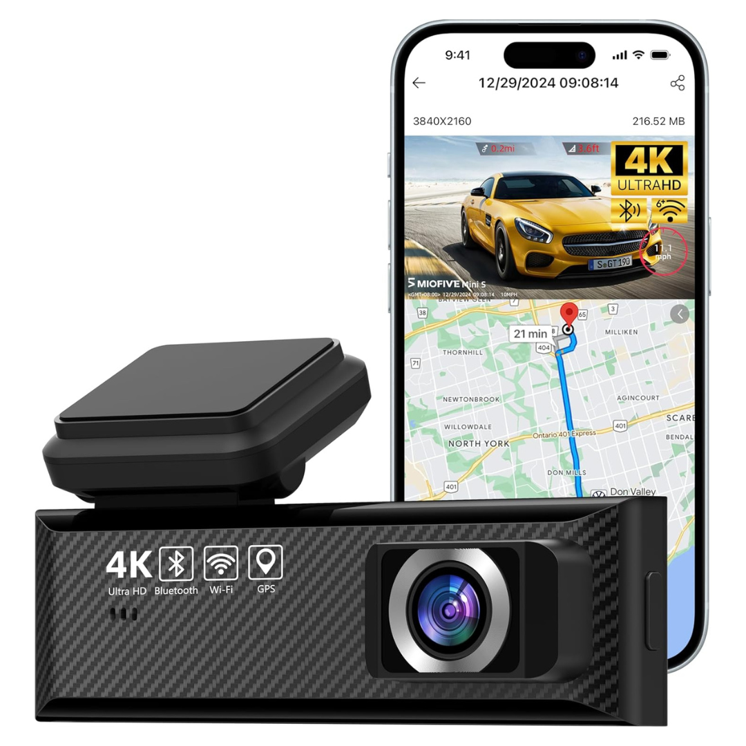 Miofive Mini S 4K UHD Front Smart Dash Cam W/ Wi-Fi & GPS