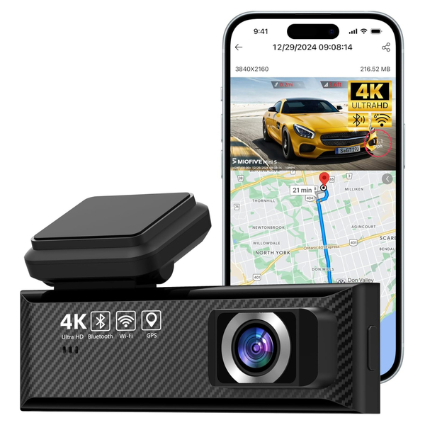 Miofive Mini S 4K UHD Front Smart Dash Cam W/ Wi-Fi & GPS