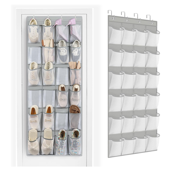 24-Pockets Over the Door Space Saving Mesh Large Pocket Shoe Organizer