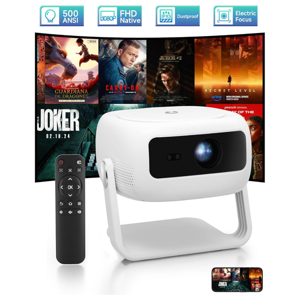 Native 1080P HD Projector With 4K Support, WiFi 6 And Bluetooth