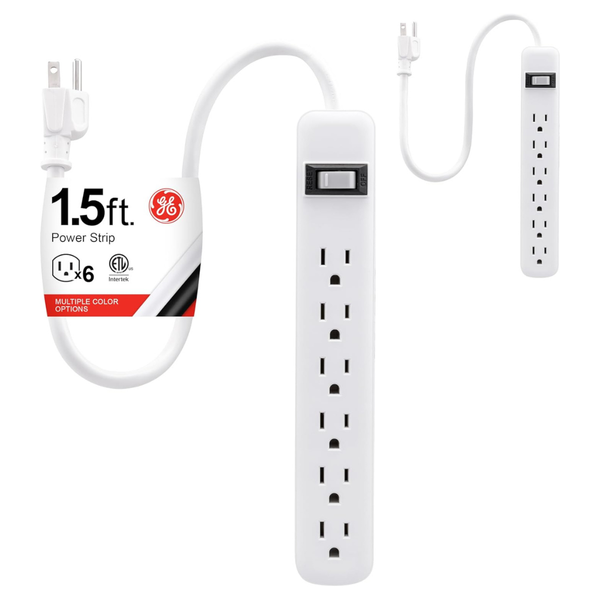 2-Pack GE 120 Volts 6 Outlet 2ft Cord Switched Power Strip
