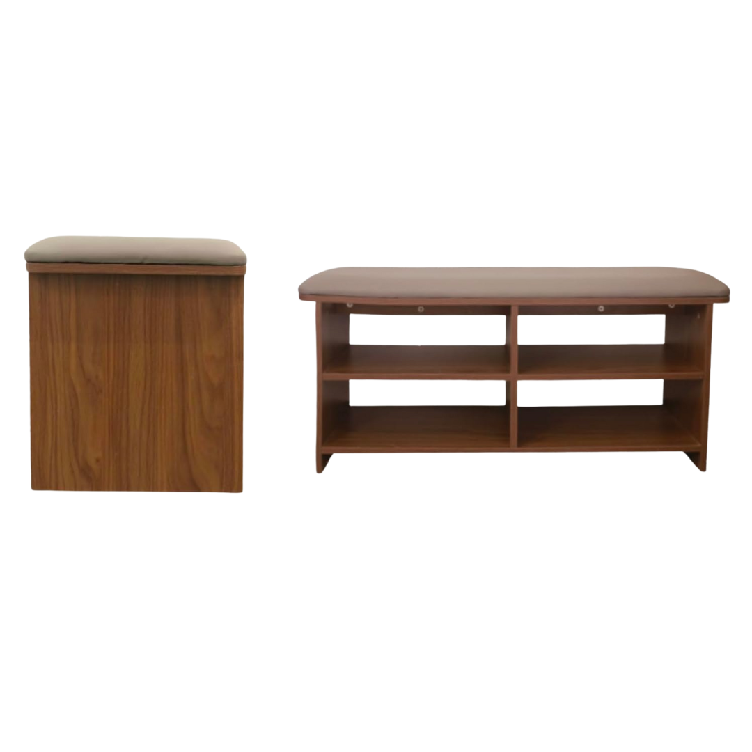 Mekousel 2-Tier Shoe Bench With Soft Cushioned Seat