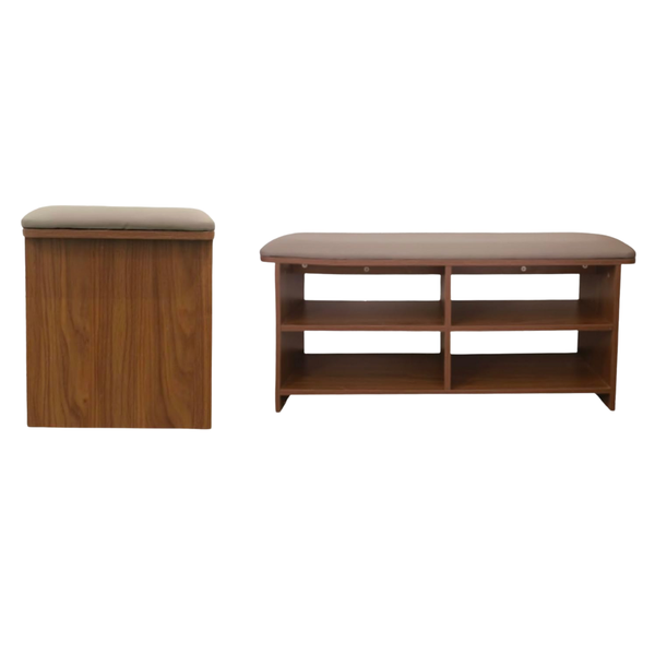 Mekousel 2-Tier Shoe Bench With Soft Cushioned Seat