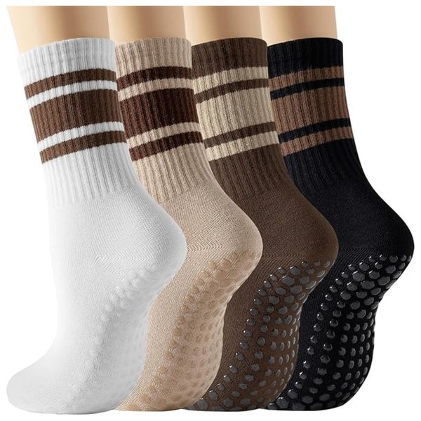 4-Pairs Bisousox Non-Slip Grip Pilates Socks For Women