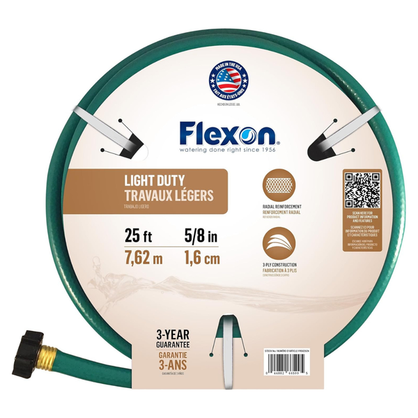 Flexon 5/8" by 25 Feet Reinforced Garden Hose