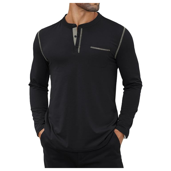 Men's Lightweight Color Contrast Henley Shirt