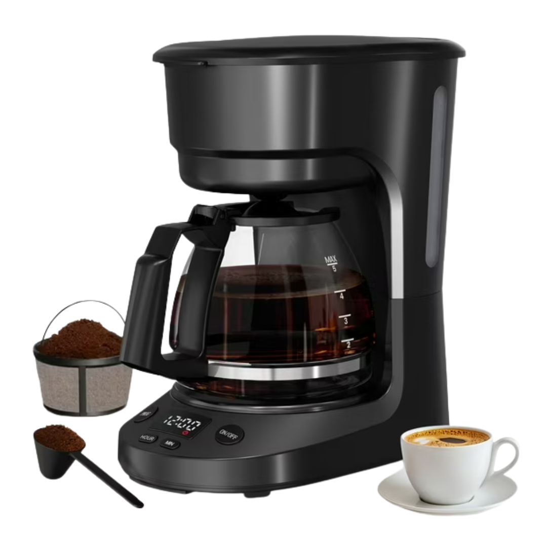 Auseo 5-Cup Programmable Drip Coffee Maker With 0.75L Glass Carafe
