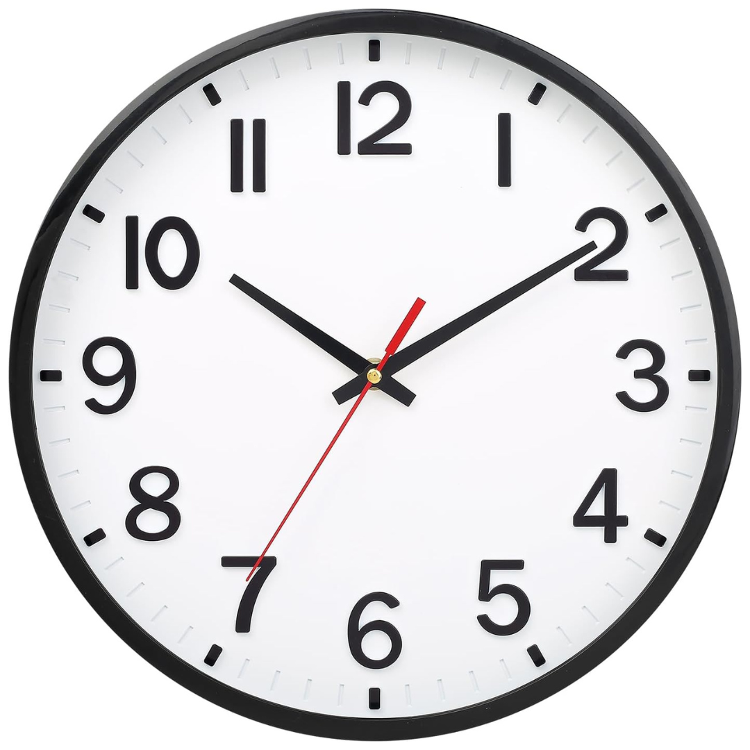 8" Silent Non Ticking Battery Operated Modern Wall Clock