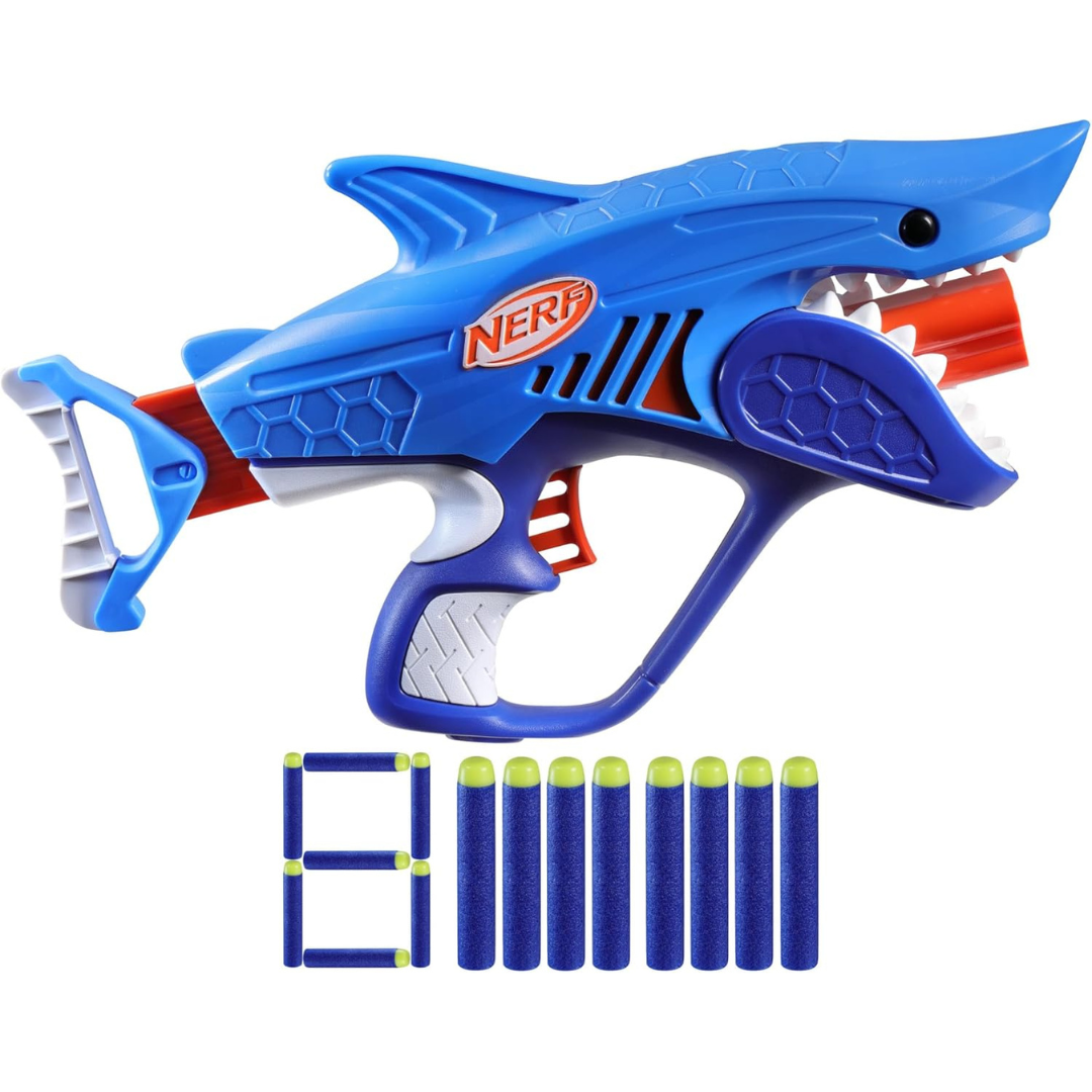 Junior Wild Sharkfire Easy Play Dart Blaster, 8 Nerf Elite Darts