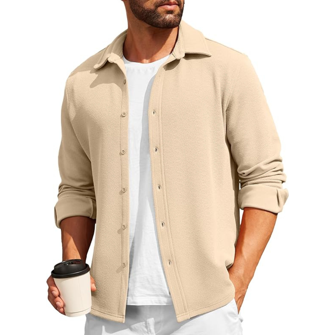 COOFANDY Men's Casual Fashion Textured Jacket Shirt