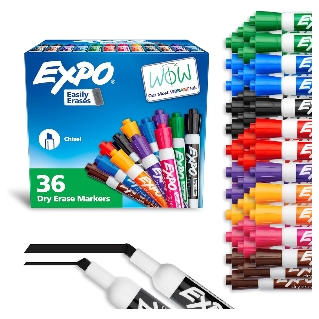 36-Count Expo Low Odor Ink Chisel Tip Dry Erase Markers