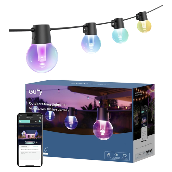 eufy 96ft Outdoor String Lights E10 With 30 Smart RGBWW LED Bulbs