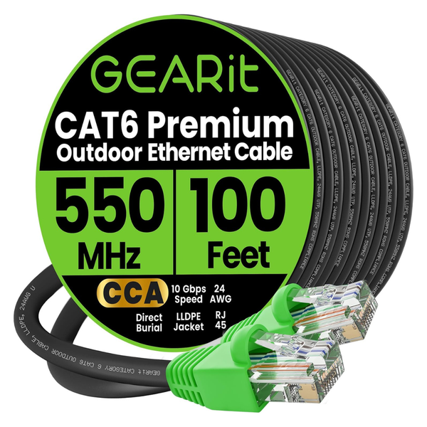 100ft GEARit Direct Burial Outdoor Cat6 Ethernet Cable