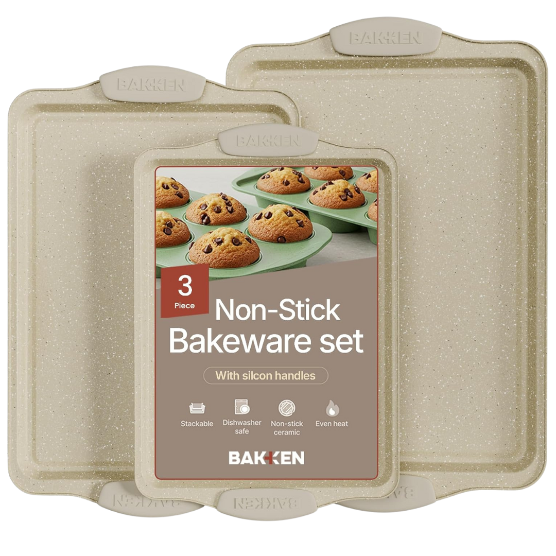 3-Piece Stackable Carbon Steel Nonstick Bakeware Set