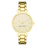 Nine West Women's Crystal Accented Gold-Tone Bracelet Watch