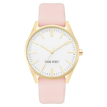 Nine West Women's Gold-Tone & Pastel Pink Strap Watch (NW/1994WTPK)