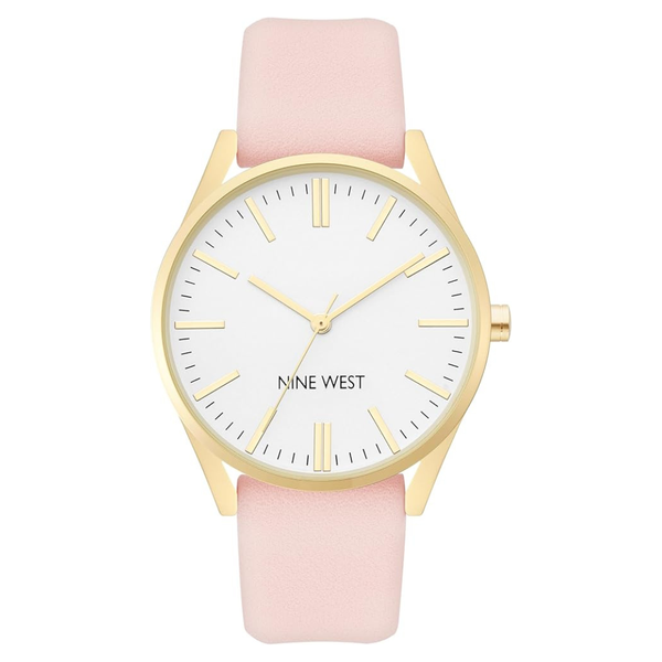 Nine West Women's Gold-Tone & Pastel Pink Strap Watch (NW/1994WTPK)