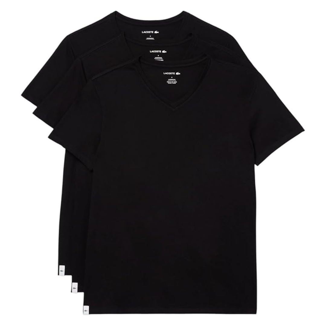 3-Pack Lacoste Men's 100% Cotton Regular Fit V-Neck Undershirt