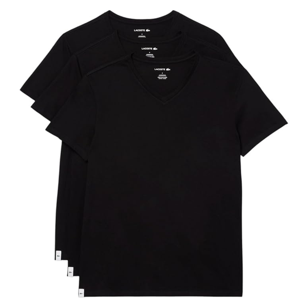 3-Pack Lacoste Men's 100% Cotton Regular Fit V-Neck Undershirt