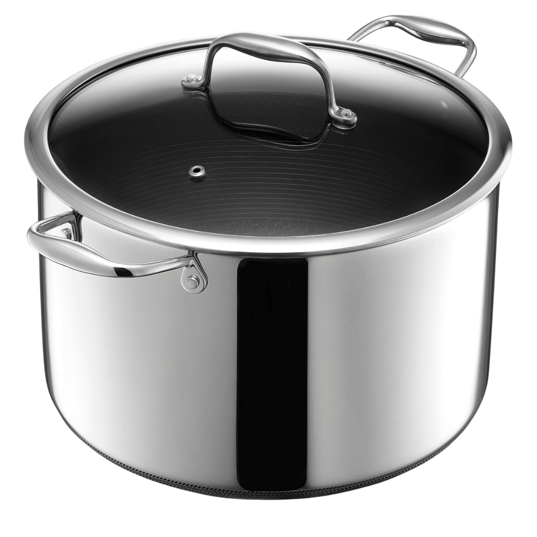HexClad Hybrid Nonstick 10-Quart Stockpot With Tempered Glass