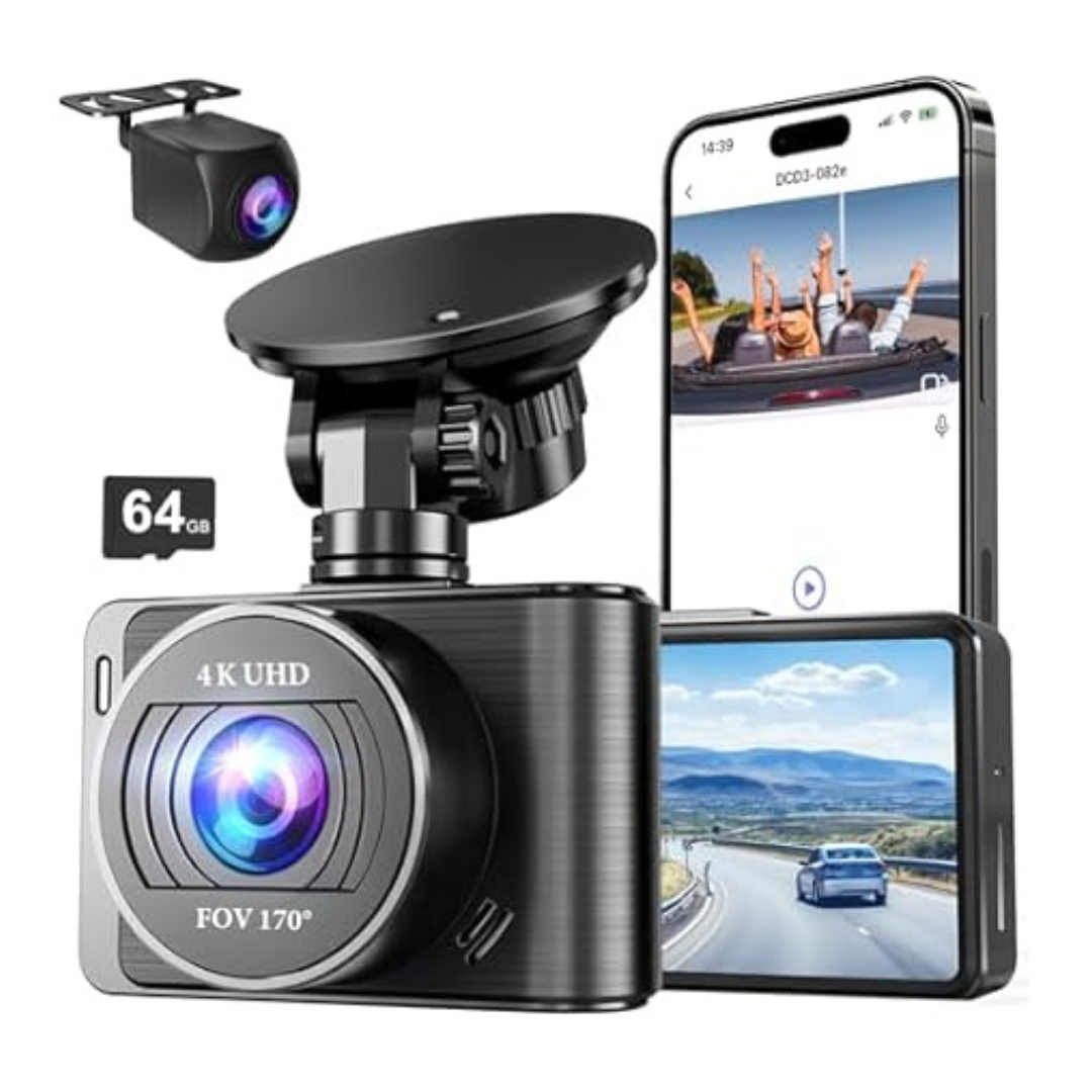 Nezion 4K/1080p Full HD 2.0" IPS Screen Dash Camera With 64GB SD Card