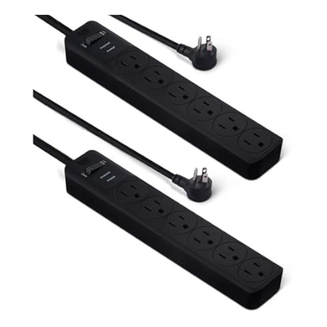 2-Pack Amazon Basics 6-Outlet 2ft Surge Protector Power Strip