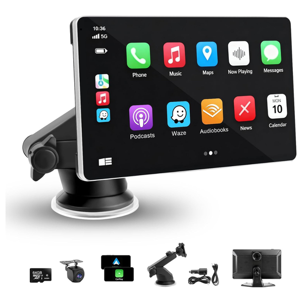 Lynadri Portable 9" Wireless CarPlay 4K Dash Cam