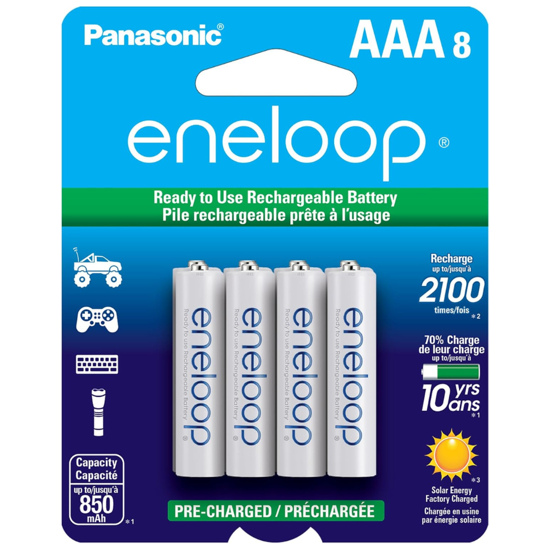 8-Pack Panasonic Eneloop AAA Ni-MH Rechargeable Batteries [Used - Like New]