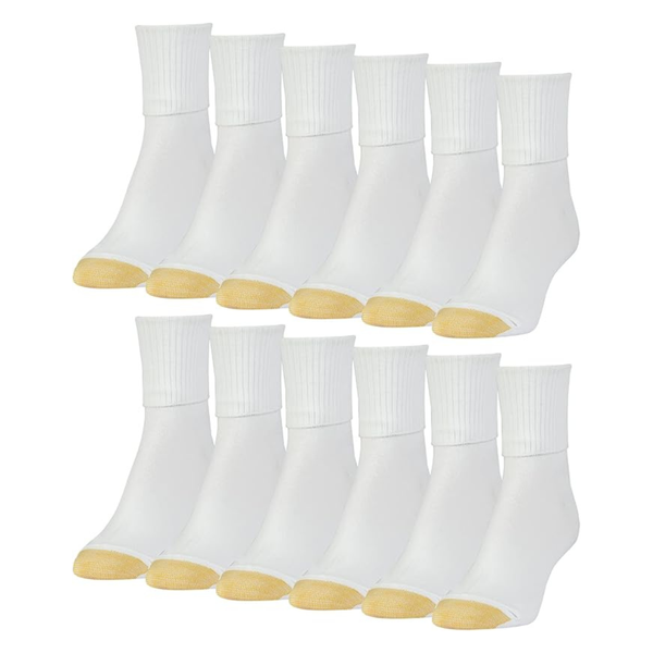 12-Pairs Women's Classic Turn Cuff Socks