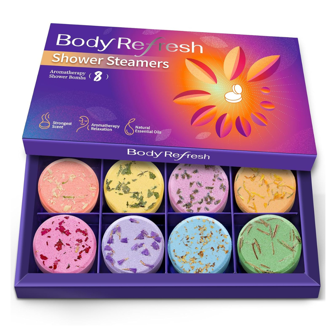 8-Pack BodyRefresh Aromatherapy Shower Bombs with Natural Essential Oils