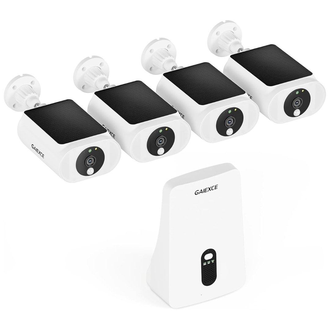 Solar Wireless Outdoor Home Security 4 Camera System