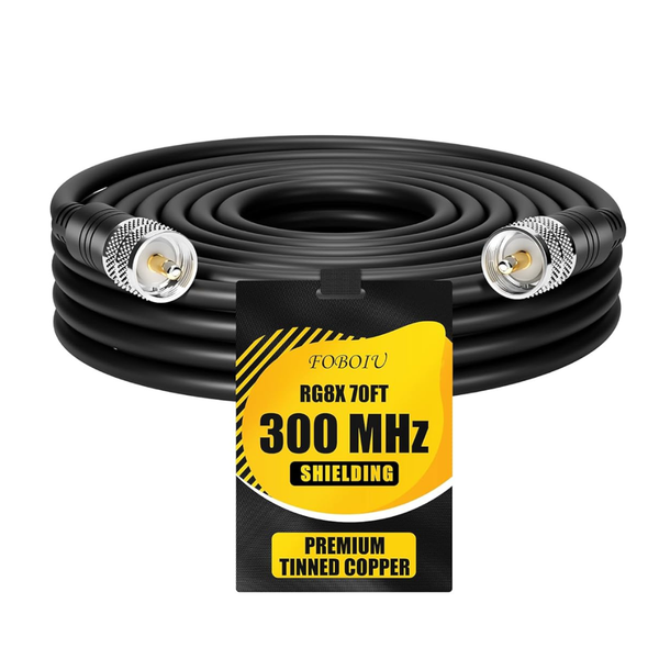 Foboiu RG8x 70ft PL259 UHF Male-to-Male Coaxial Cable