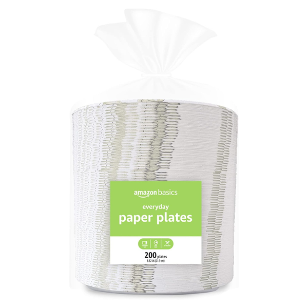 200-Count Amazon Basics 8 5/8" Disposable Everyday Paper Plates