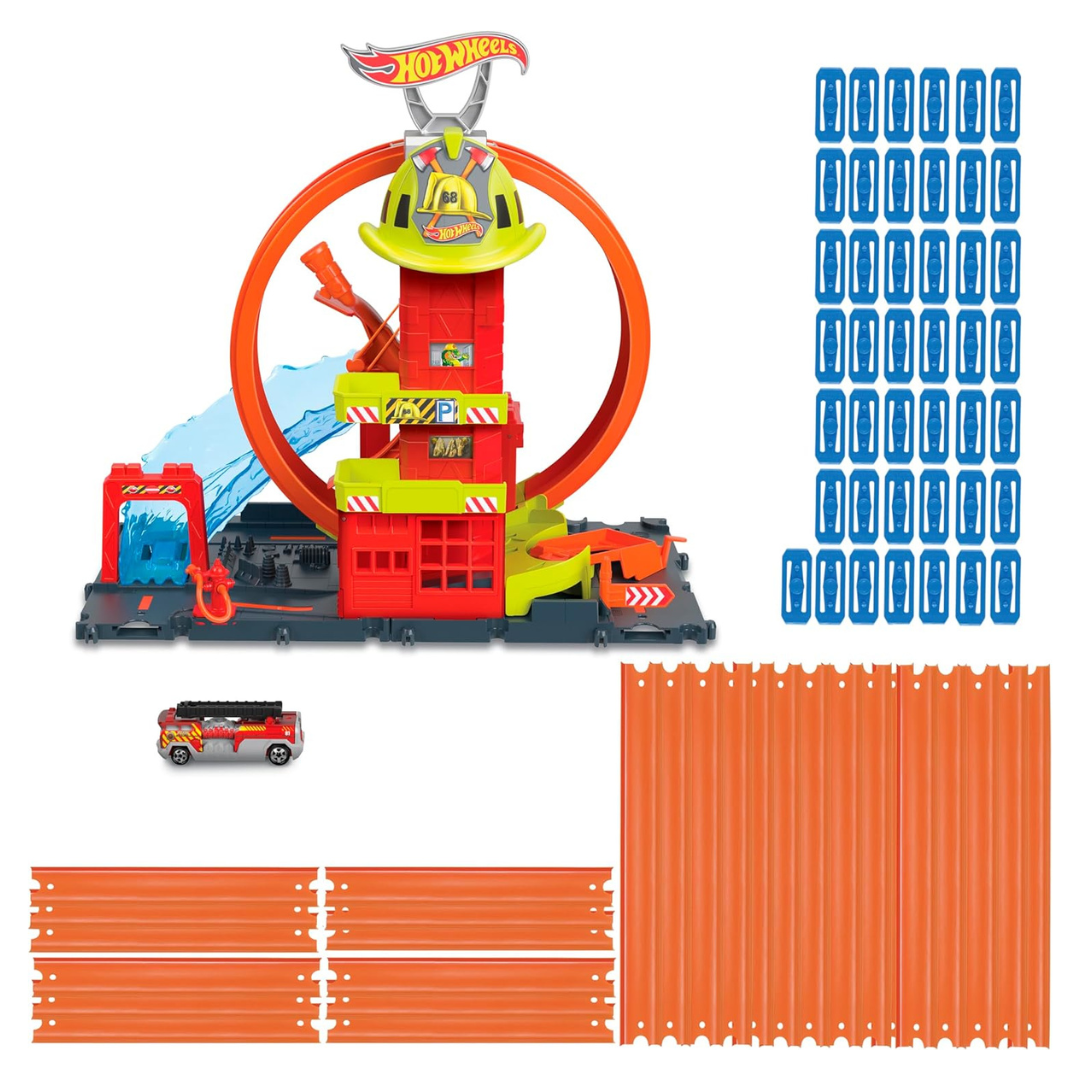 Hot Wheels City Super Loop Fire Station & Firetruck