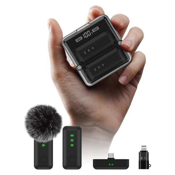 2-Piece IVANKY Wireless Lavalier Microphone With Charging Case