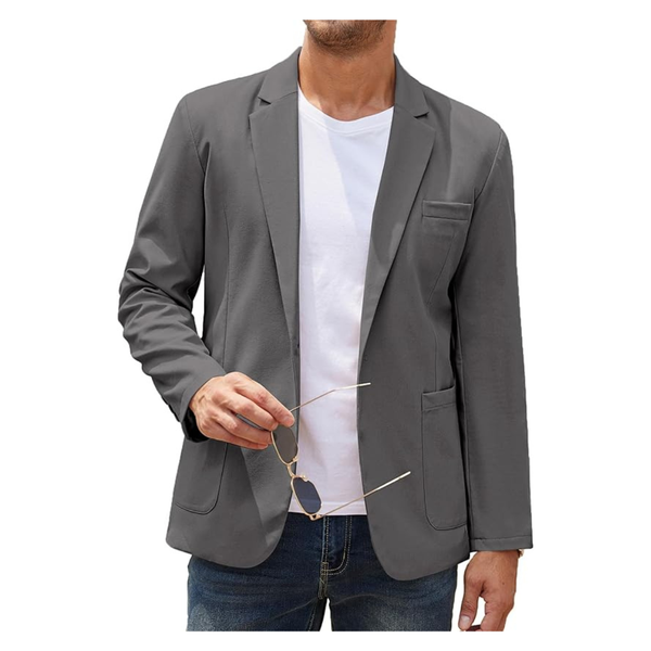 Coofandy Men's Casual Linen Regular Fit One Button Blazer