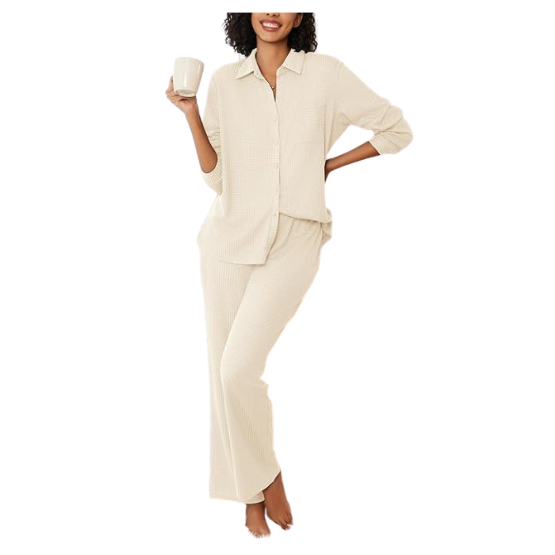 Ekouaer 2025 Waffle Knit Women's Lounge Set