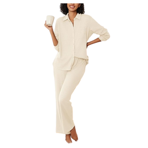 Ekouaer 2025 Waffle Knit Women's Lounge Set