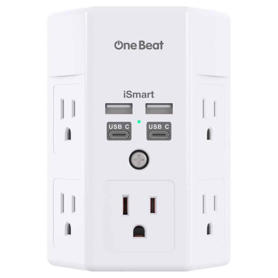 Wall Outlet Extender Surge Protector With 5-Outlets 4-USB Ports