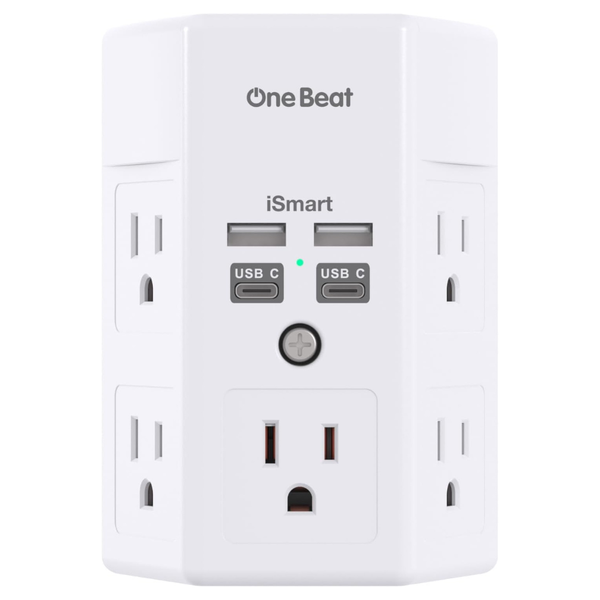 Wall Outlet Extender Surge Protector With 5-Outlets 4-USB Ports